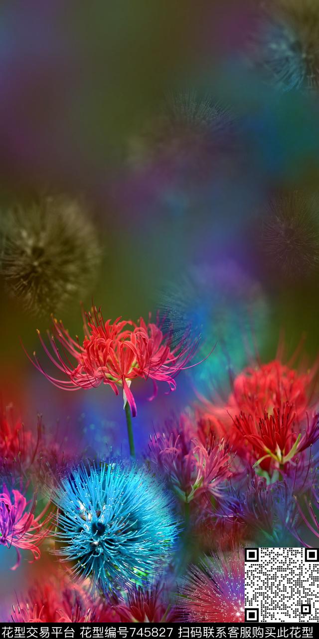 花卉风景定位数码印花华亿平台下载（图片编号: 745827） - 瓦栏（Walan）