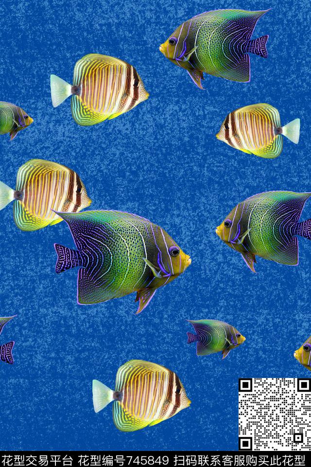 家纺趣味热带鱼数码印花华亿平台下载（图片编号: 745849） - 瓦栏（Walan）