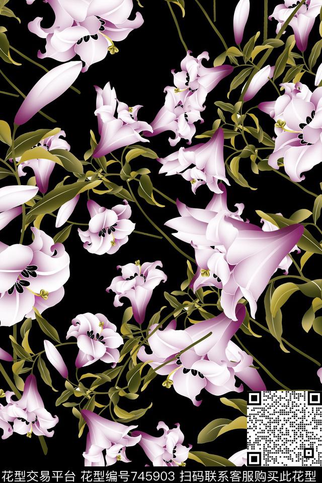 花卉数码印花华亿平台下载（图片编号: 745903） - 瓦栏（Walan）
