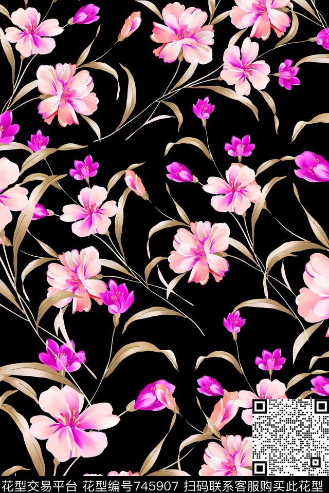 花卉数码印花华亿平台下载（图片编号: 745907） - 瓦栏（Walan）