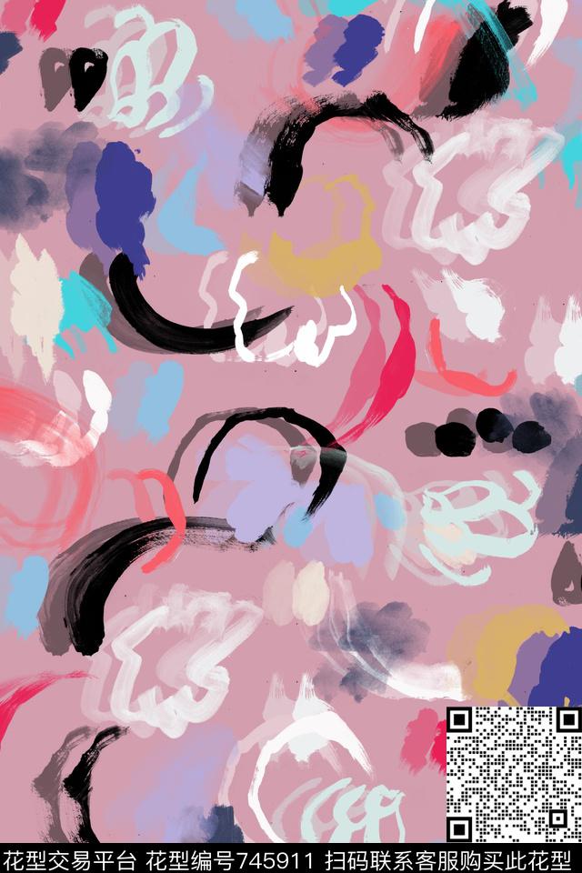 笔刷纹理笔触数码印花华亿平台下载（图片编号: 745911） - 瓦栏（Walan）