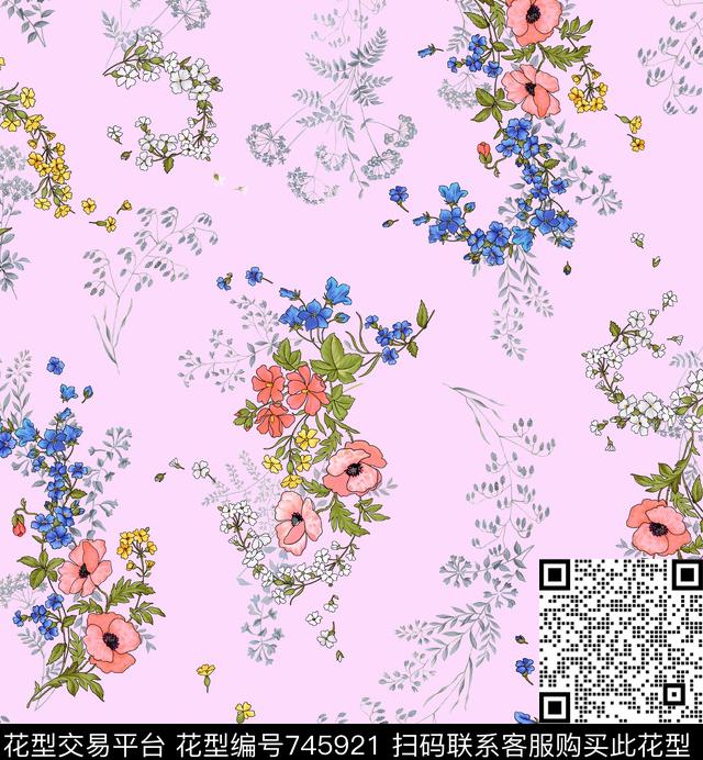 花朵小碎花花卉数码印花华亿平台下载（图片编号: 745921） - 瓦栏（Walan）