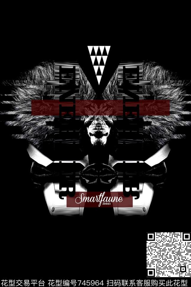 黑白男装英文数码印花华亿平台下载（图片编号: 745964） - 瓦栏（Walan）