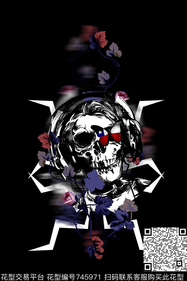 抽象卡通花卉数码印花华亿平台下载（图片编号: 745971） - 瓦栏（Walan）