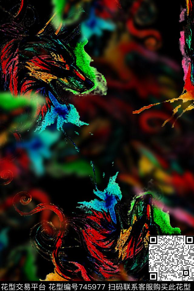 抽象卡通四方连续数码印花华亿平台下载（图片编号: 745977） - 瓦栏（Walan）