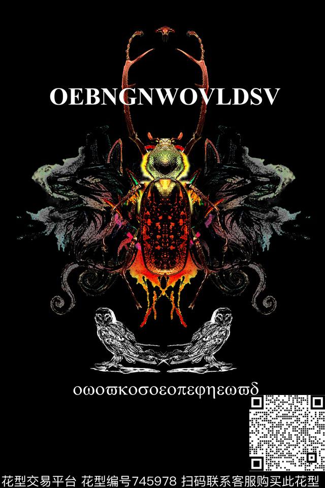 卡通复古黑白数码印花华亿平台下载（图片编号: 745978） - 瓦栏（Walan）