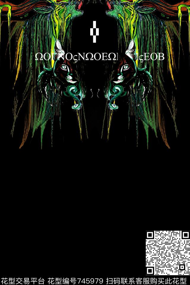 抽象英文动物数码印花华亿平台下载（图片编号: 745979） - 瓦栏（Walan）