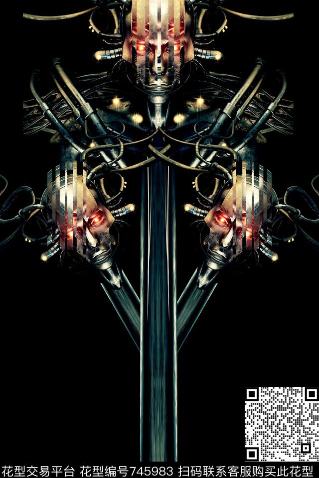 抽象复古机械数码印花华亿平台下载（图片编号: 745983） - 瓦栏（Walan）