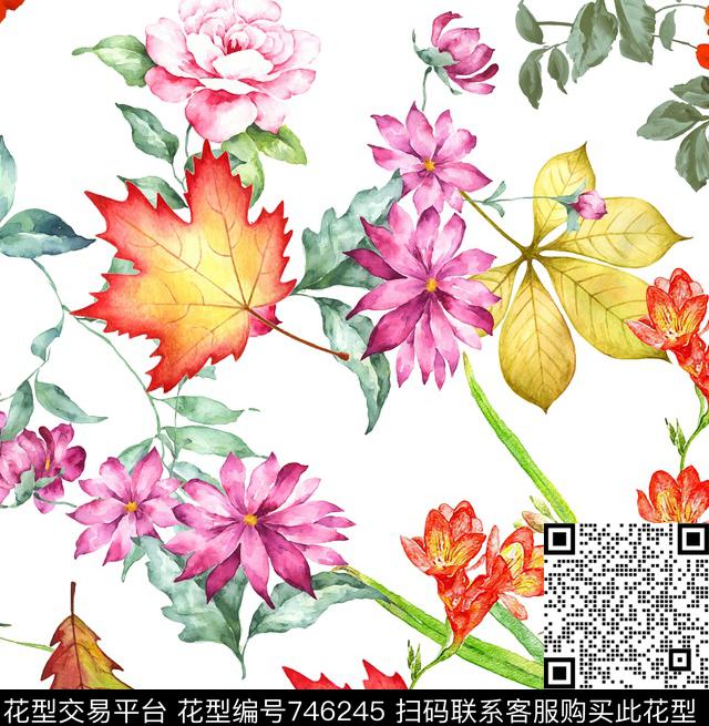 牡丹兰花花朵数码印花华亿平台下载（图片编号: 746245） - 瓦栏（Walan）