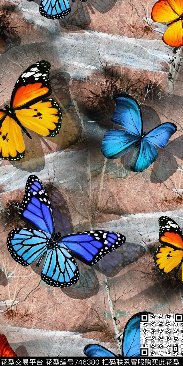 昆虫数码华亿平台蝴蝶数码印花华亿平台下载（图片编号: 746380） - 瓦栏（Walan）