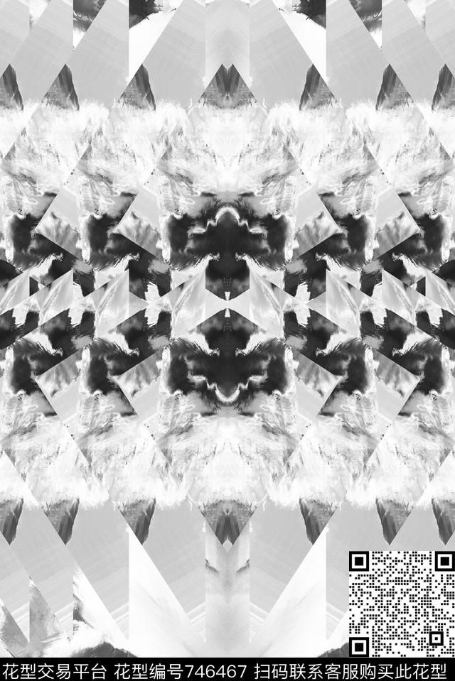 黑白水墨泼墨数码印花华亿平台下载（图片编号: 746467） - 瓦栏（Walan）