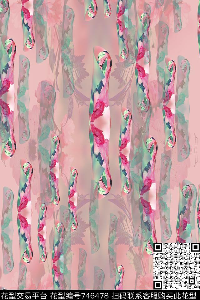 朦胧抽象花卉数码印花华亿平台下载（图片编号: 746478） - 瓦栏（Walan）