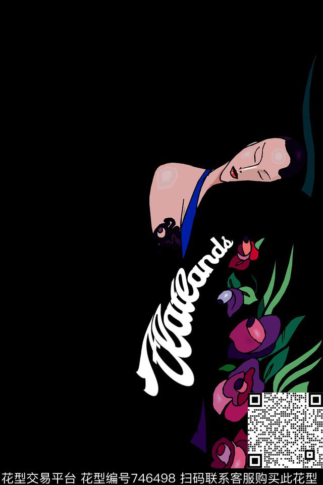 卡通英文花卉数码印花华亿平台下载（图片编号: 746498） - 瓦栏（Walan）