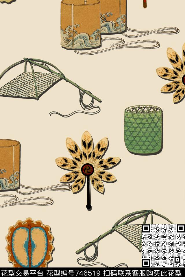 休闲手绘器皿数码印花华亿平台下载（图片编号: 746519） - 瓦栏（Walan）