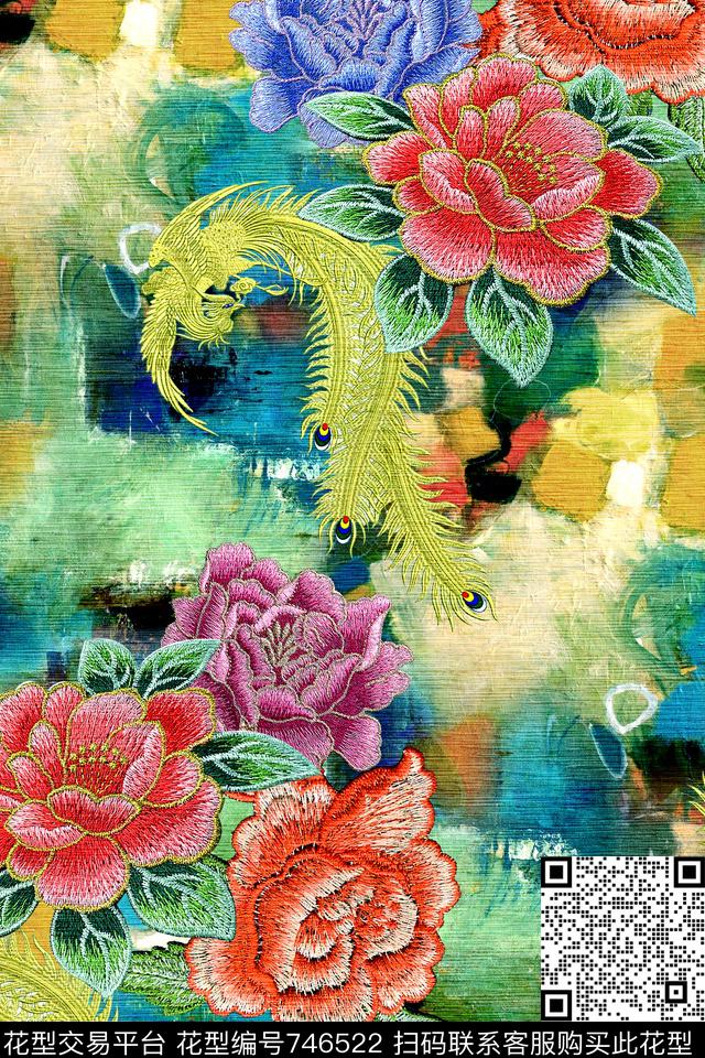 时尚几何格子数码印花华亿平台下载（图片编号: 746522） - 瓦栏（Walan）