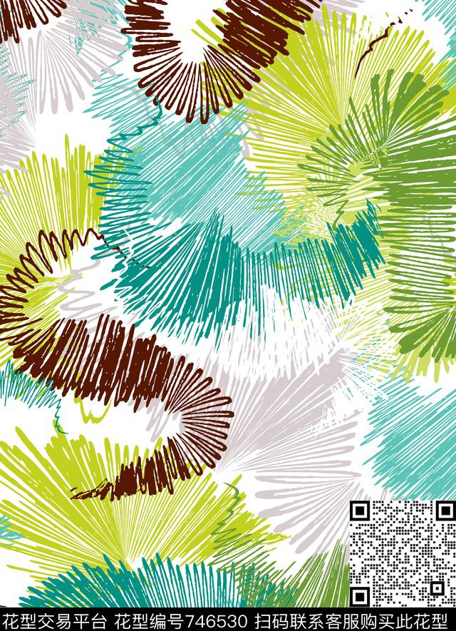 流行时尚创意抽象数码印花华亿平台下载（图片编号: 746530） - 瓦栏（Walan）