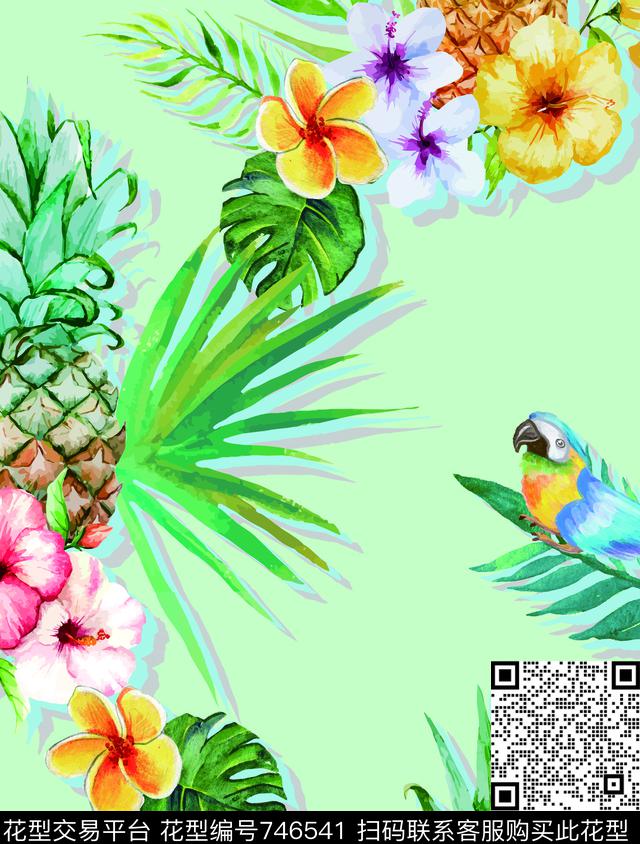 花朵花卉热带数码印花华亿平台下载（图片编号: 746541） - 瓦栏（Walan）