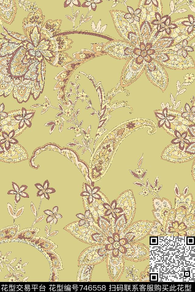 花朵花卉传统印花华亿平台下载（图片编号: 746558） - 瓦栏（Walan）