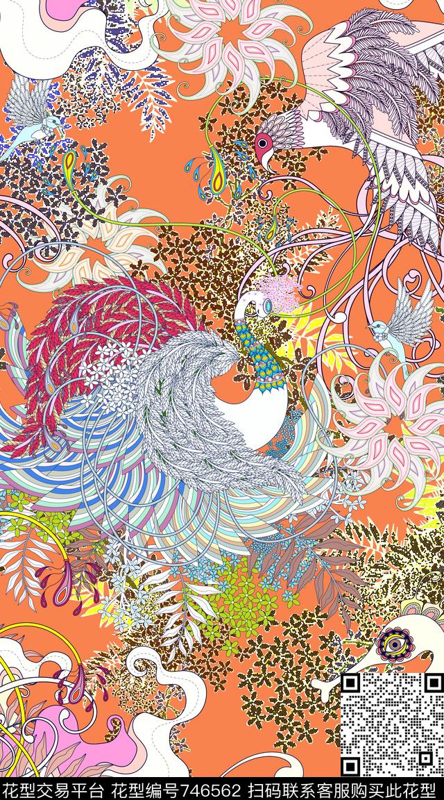 日系抽象创意数码印花华亿平台下载（图片编号: 746562） - 瓦栏（Walan）