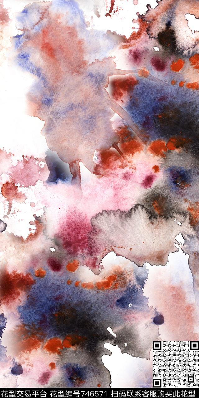 手绘水彩花卉水彩背景数码印花华亿平台下载（图片编号: 746571） - 瓦栏（Walan）