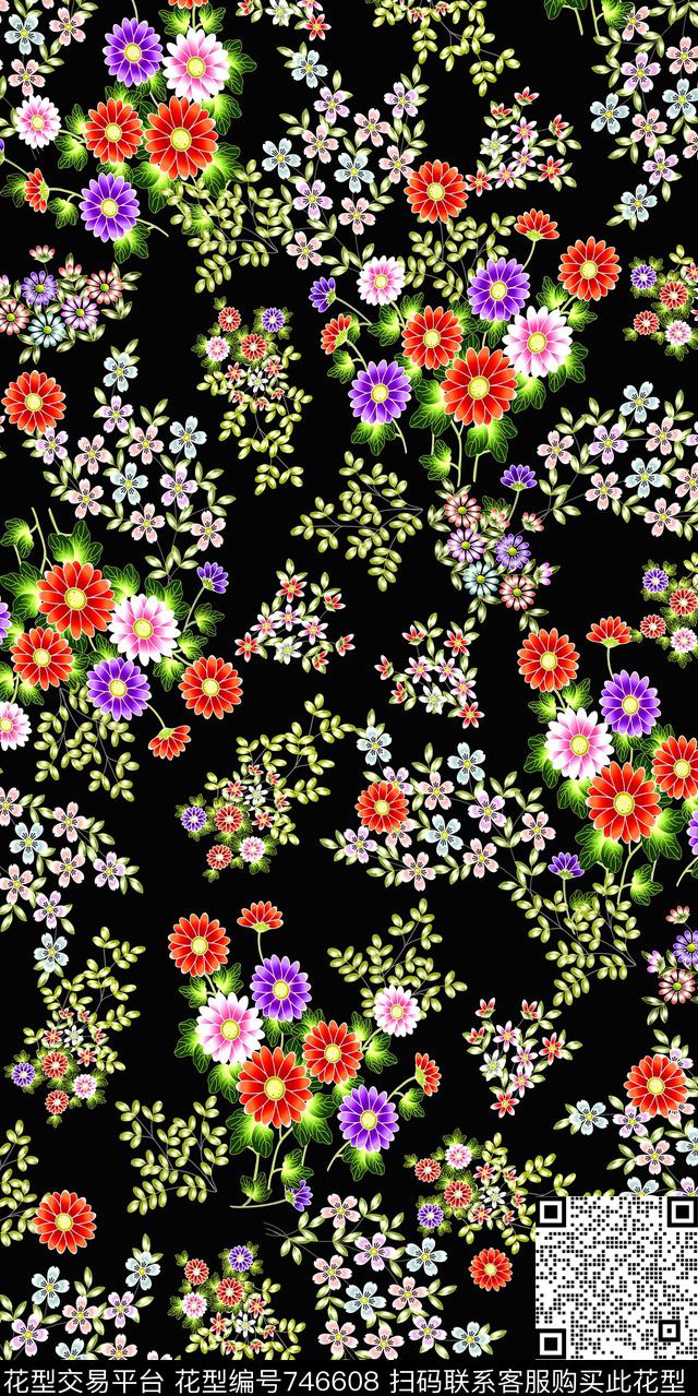 小碎花水彩数码数码印花华亿平台下载（图片编号: 746608） - 瓦栏（Walan）