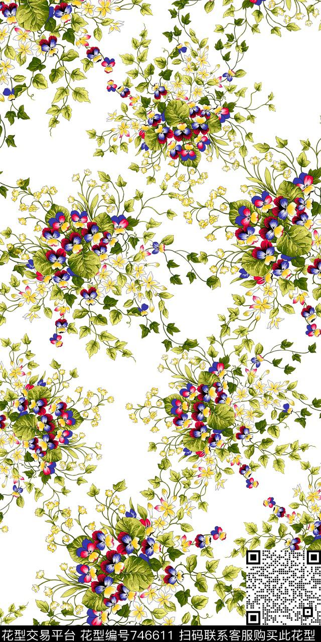 小碎花水彩数码数码印花华亿平台下载（图片编号: 746611） - 瓦栏（Walan）