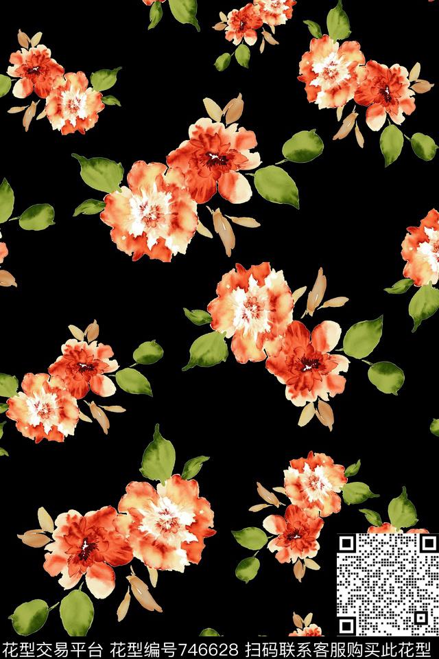 花朵花卉数码印花华亿平台下载（图片编号: 746628） - 瓦栏（Walan）