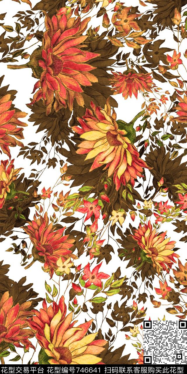 装饰图案花卉传统印花华亿平台下载（图片编号: 746641） - 瓦栏（Walan）