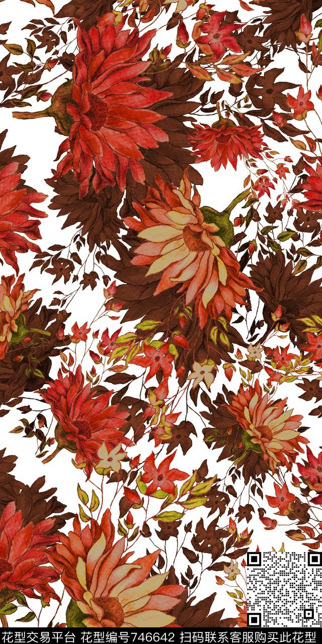 装饰图案花卉传统印花华亿平台下载（图片编号: 746642） - 瓦栏（Walan）