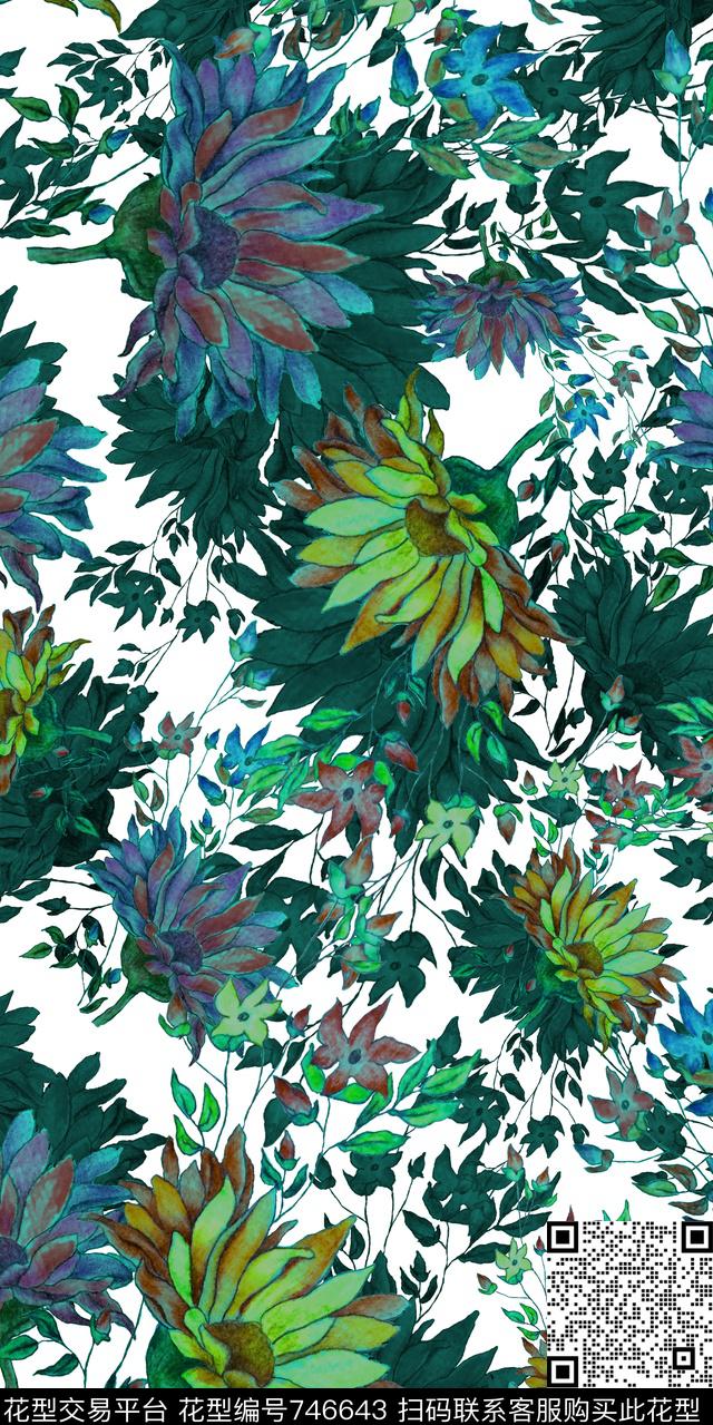 装饰图案花卉传统印花华亿平台下载（图片编号: 746643） - 瓦栏（Walan）