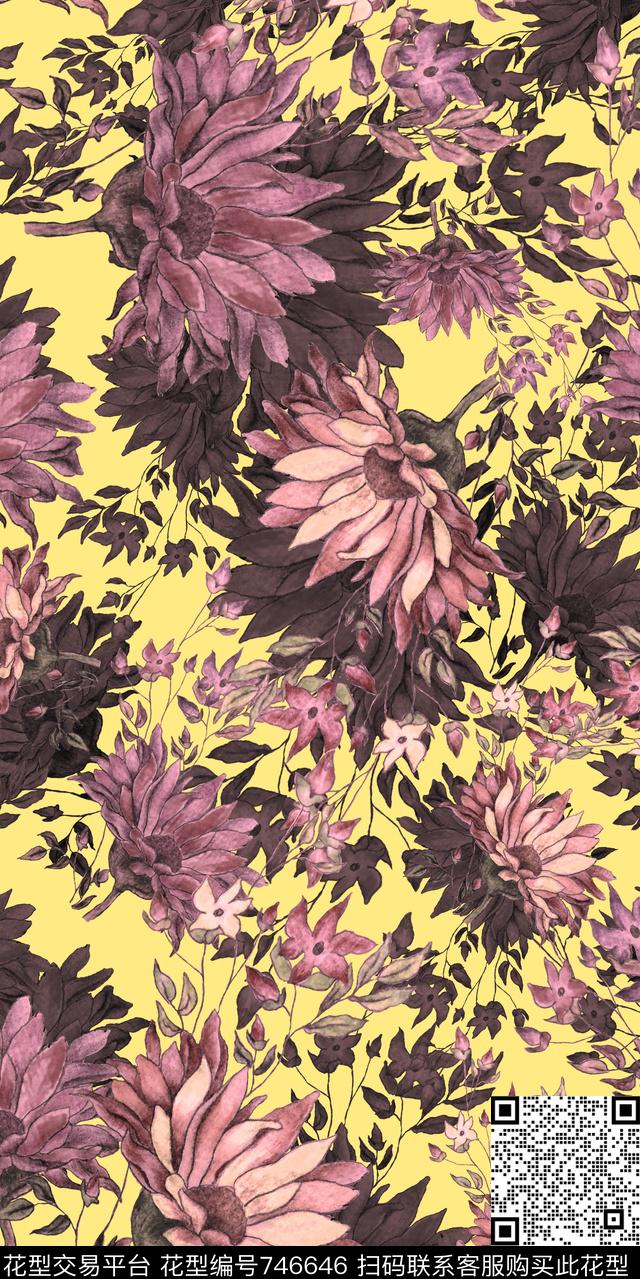 装饰图案花卉传统印花华亿平台下载（图片编号: 746646） - 瓦栏（Walan）
