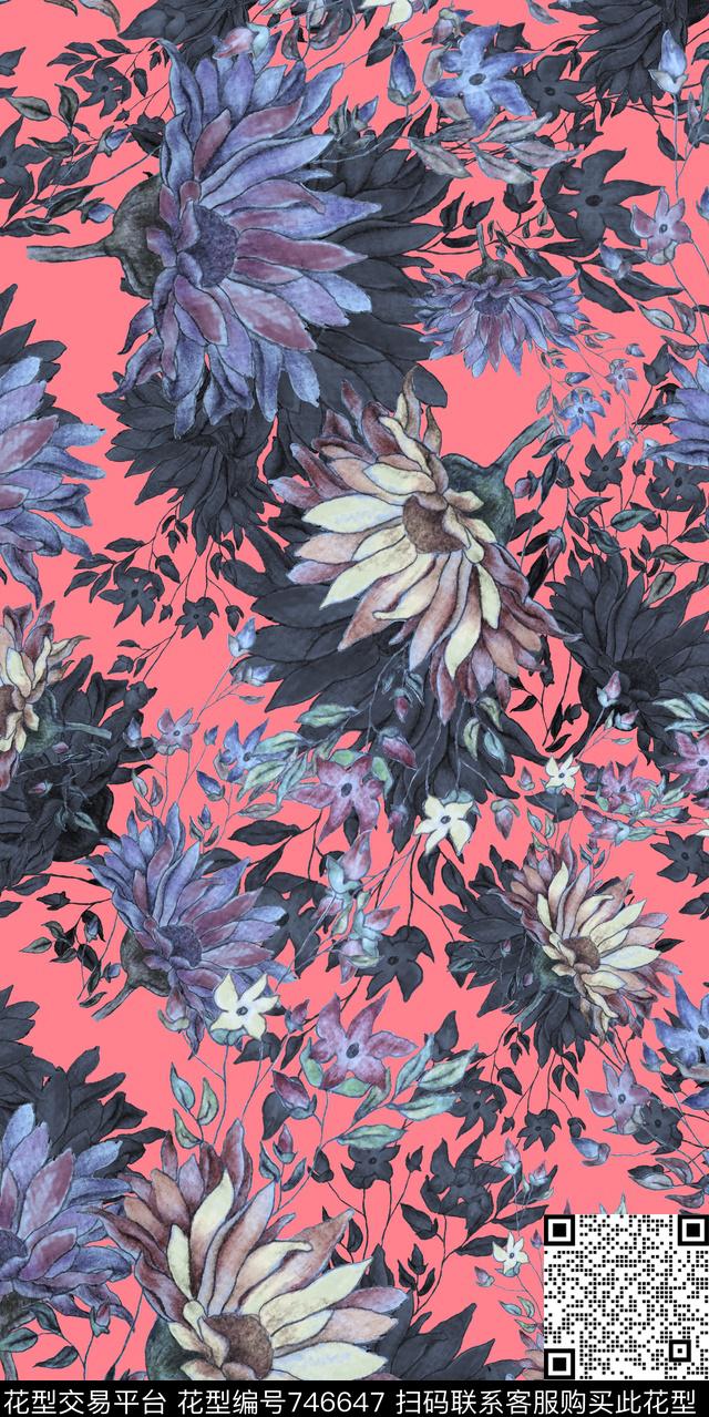 装饰图案花卉传统印花华亿平台下载（图片编号: 746647） - 瓦栏（Walan）