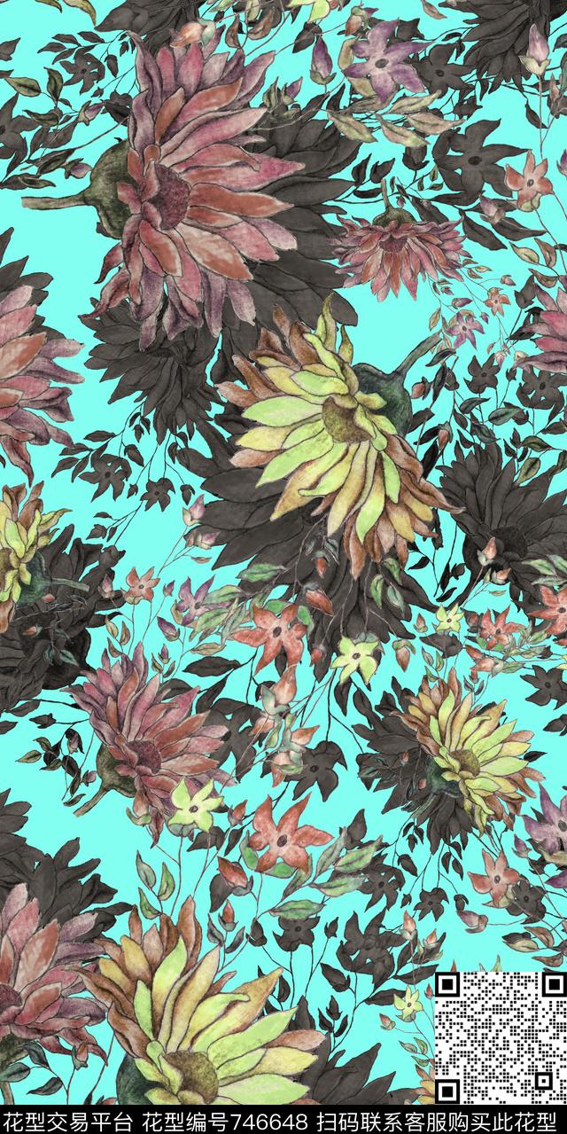 装饰图案花卉传统印花华亿平台下载（图片编号: 746648） - 瓦栏（Walan）