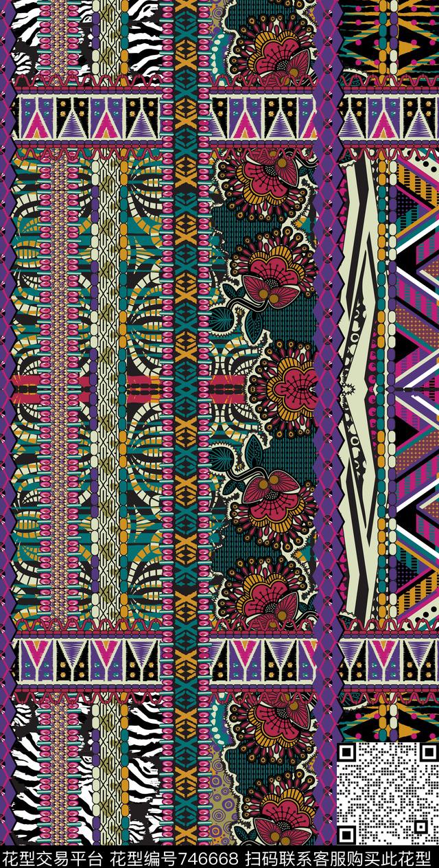 青花瓷民族风部落传统印花华亿平台下载（图片编号: 746668） - 瓦栏（Walan）