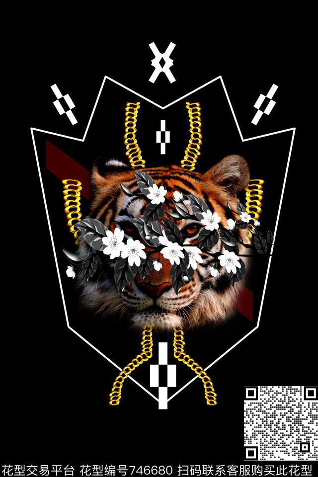 热带几何花卉数码印花华亿平台下载（图片编号: 746680） - 瓦栏（Walan）