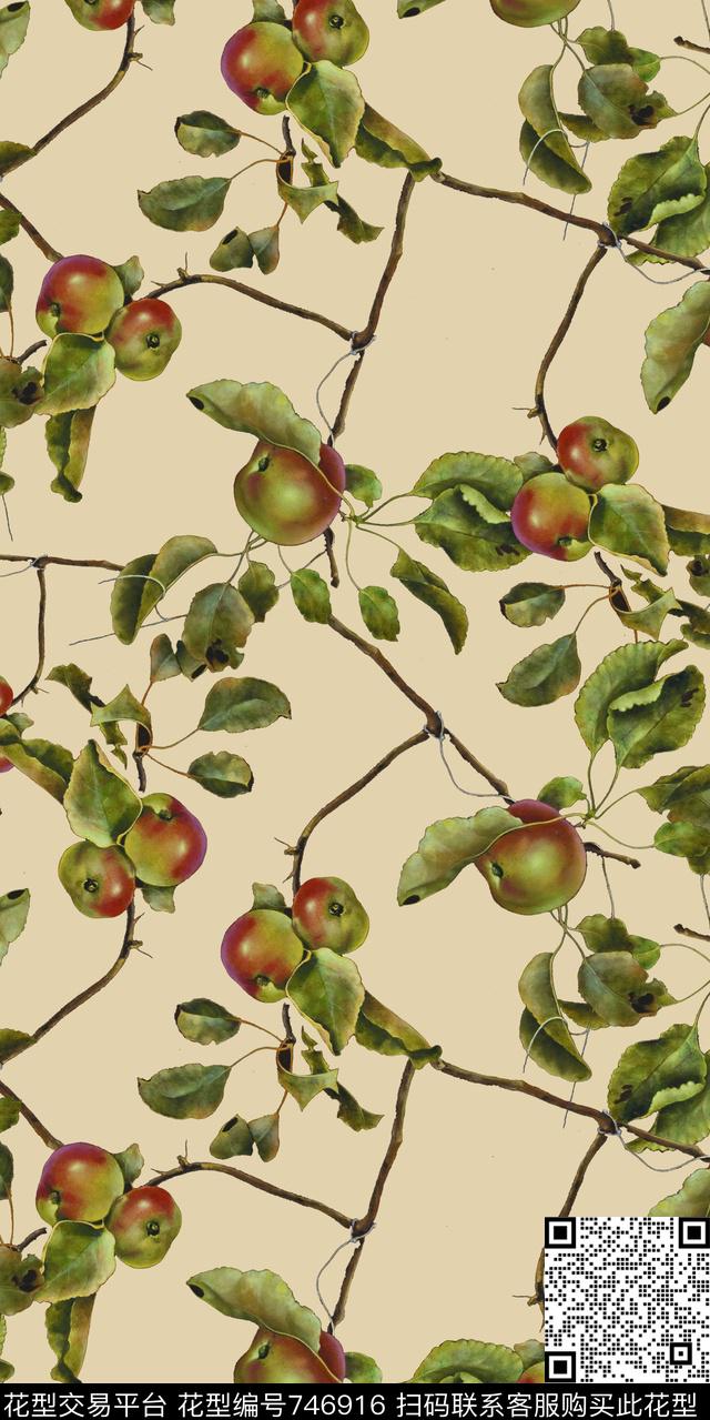 小碎花花卉树枝数码印花华亿平台下载（图片编号: 746916） - 瓦栏（Walan）
