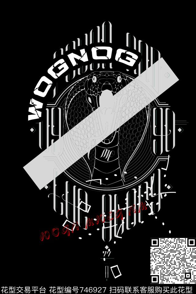 卡通黑白英文数码印花华亿平台下载（图片编号: 746927） - 瓦栏（Walan）