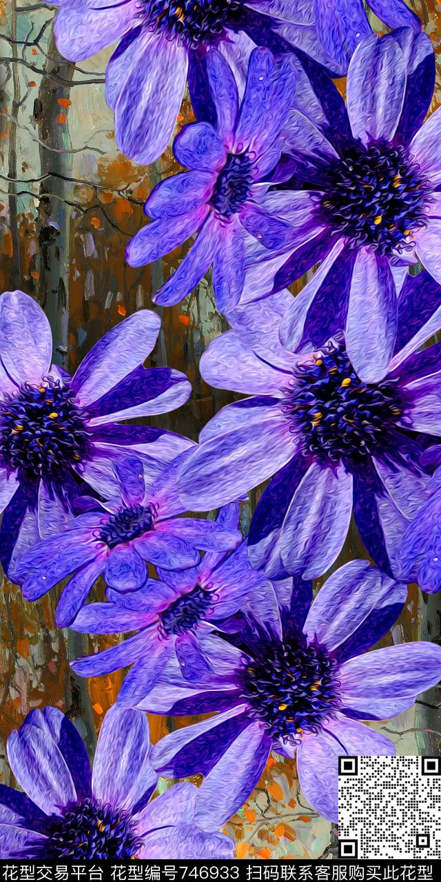 乱花大花花朵数码印花华亿平台下载（图片编号: 746933） - 瓦栏（Walan）
