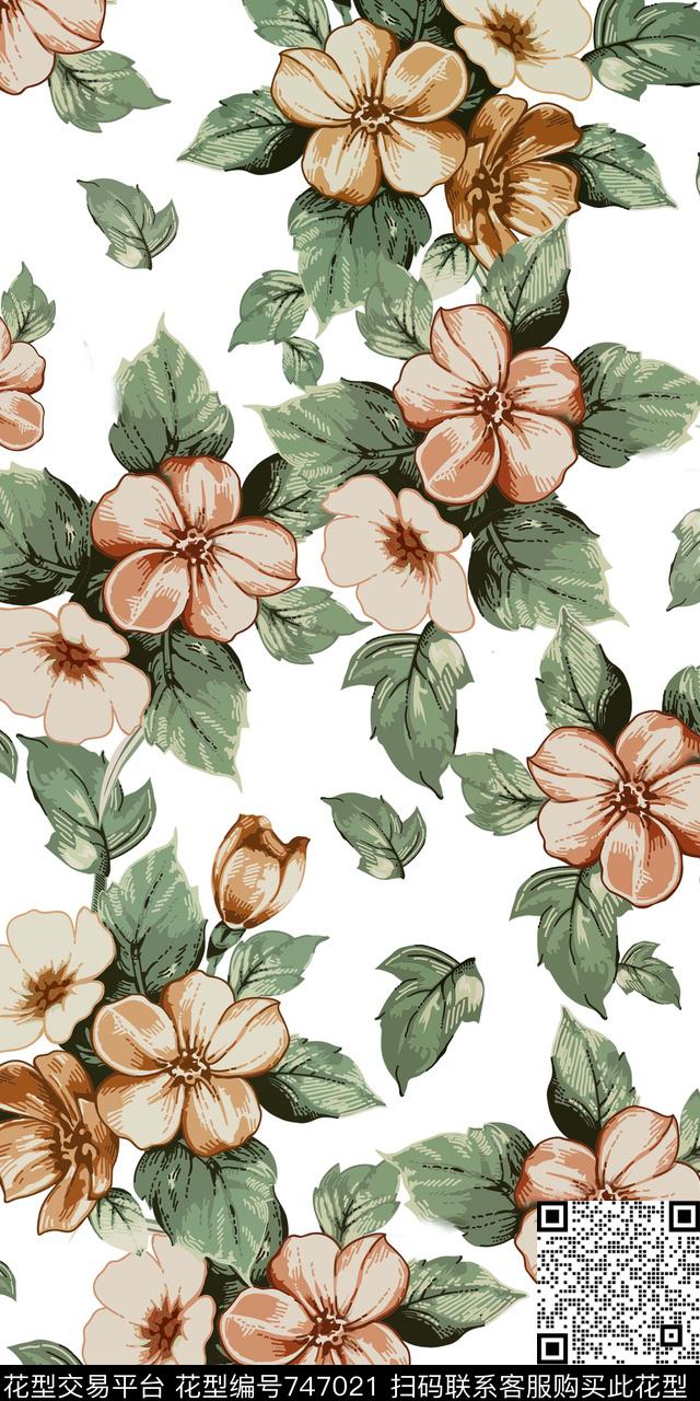 小碎花散花花朵传统印花华亿平台下载（图片编号: 747021） - 瓦栏（Walan）