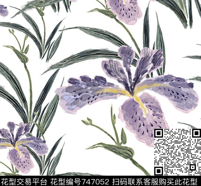 大花花朵花卉数码印花华亿平台下载（图片编号: 747052） - 瓦栏（Walan）