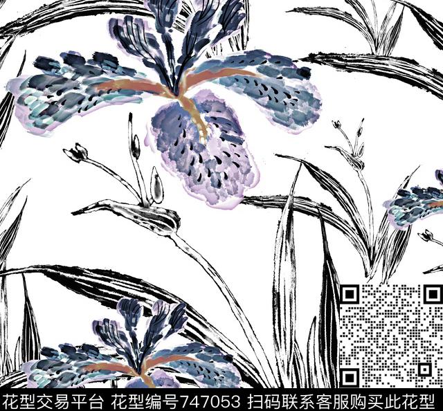 大花花朵花卉数码印花华亿平台下载（图片编号: 747053） - 瓦栏（Walan）