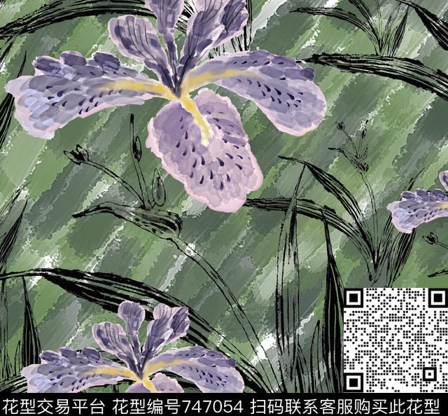 大花花朵花卉数码印花华亿平台下载（图片编号: 747054） - 瓦栏（Walan）