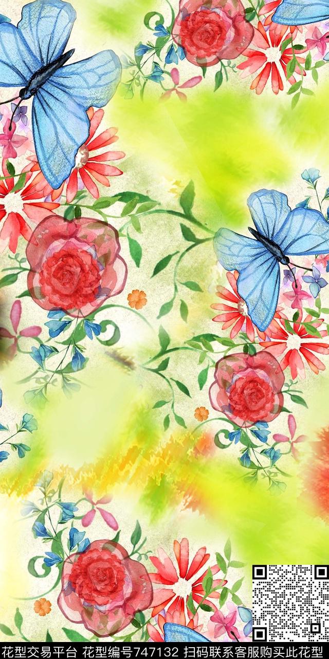 花鸟花朵花卉数码印花华亿平台下载（图片编号: 747132） - 瓦栏（Walan）