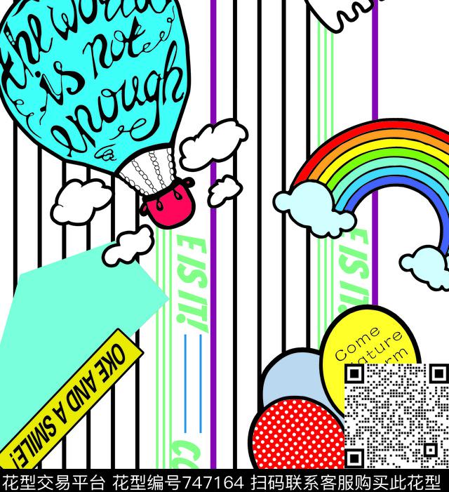 气球彩虹条条传统印花华亿平台下载（图片编号: 747164） - 瓦栏（Walan）