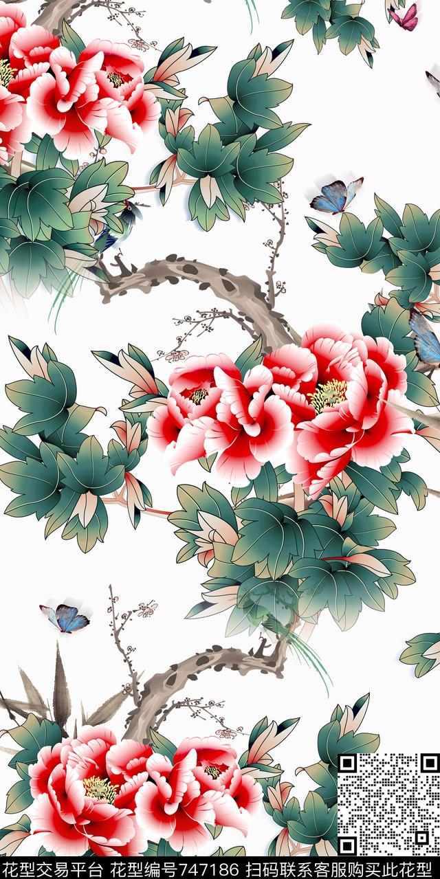 花卉大花花朵数码印花华亿平台下载（图片编号: 747186） - 瓦栏（Walan）