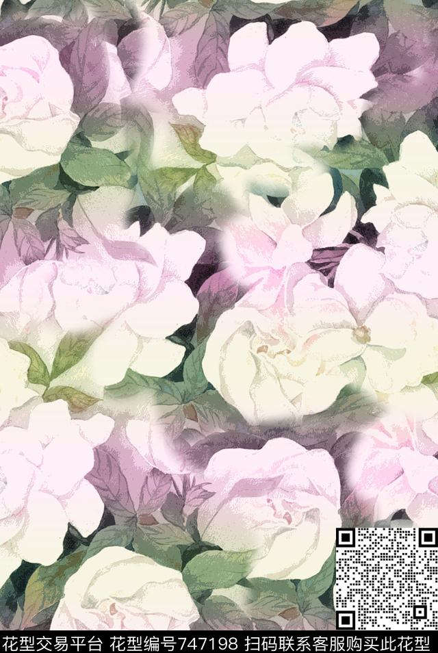 不定位丝巾女装家纺时尚花卉数码印花华亿平台下载（图片编号: 747198） - 瓦栏（Walan）