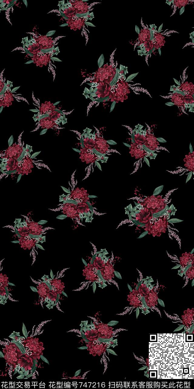 满版碎花花卉数码印花华亿平台下载（图片编号: 747216） - 瓦栏（Walan）