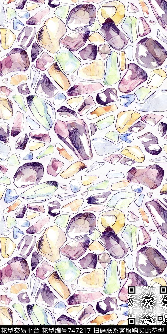 抽象肌理手绘数码印花华亿平台下载（图片编号: 747217） - 瓦栏（Walan）