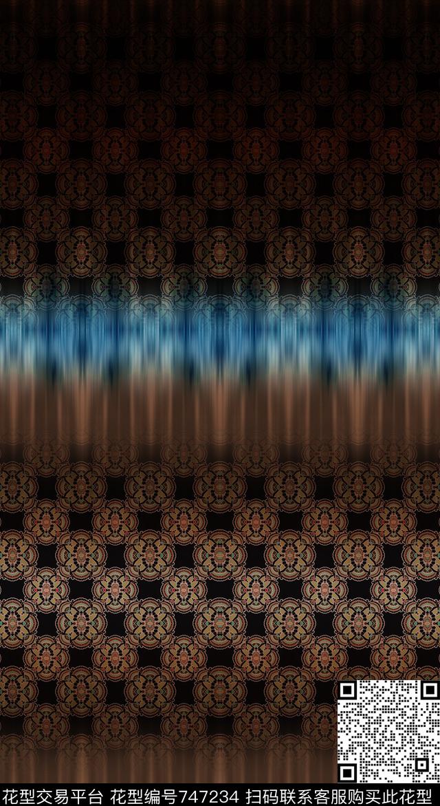 波西米亚青花瓷民族风数码印花华亿平台下载（图片编号: 747234） - 瓦栏（Walan）