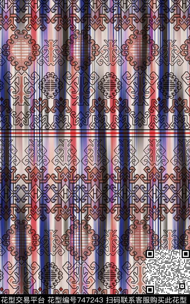 波西米亚民族风中国风数码印花华亿平台下载（图片编号: 747243） - 瓦栏（Walan）